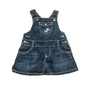 Gymboree Baby Girls Overall Dress Purple Floral Accents Sz 6-12 Months